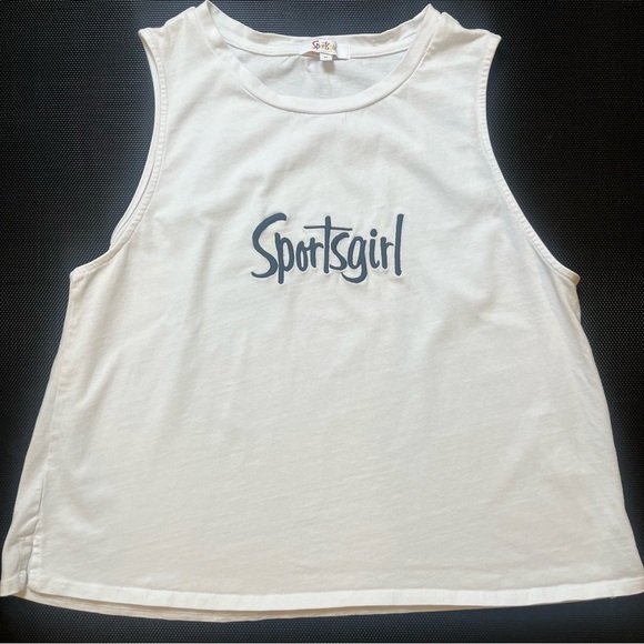 Sportsgirl Y2K White Sleeveless Embroidered Streetwear Tank Top Size Medium - Picture 1 of 11